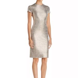 Alice + Olivia Metallic Silver Midi Dress